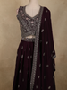 Deep Wine Floral Embroidered Design Georgette Lehenga with Dupatta
