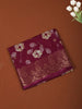 Deep Wine Floral Printed Design Chiffon Saree with Paisley Zari Border