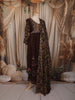 Deep Wine Floral Printed Design Cotton Anarkali Salwar Suit with Dupatta