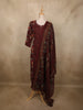 Deep Wine Floral Printed Design Cotton Salwar Suit with Dupatta