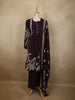 Deep Wine Floral Printed Design Cotton Salwar Suit with Dupatta