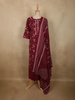 Deep Wine Floral Printed Design Cotton Straight Cut Salwar Suit with Dupatta