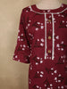 Deep Wine Floral Printed Design Cotton Straight Cut Salwar Suit with Dupatta