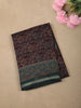 Deep Wine Floral Printed Design Crepe Saree with Contrast Border