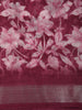 Deep Wine Floral Printed Design Linen Cotton Casual Wear Saree