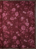 Deep Wine Floral Printed Design Pure Organza Saree with Scalloped Border