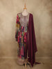 Deep Wine Floral Printed Design Synthetic Anarkali Salwar Suit with Dupatta