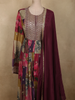Deep Wine Floral Printed Design Synthetic Anarkali Salwar Suit with Dupatta