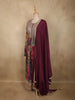 Deep Wine Floral Printed Design Synthetic Anarkali Salwar Suit with Dupatta