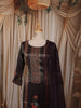 Deep Wine Floral Printed and Beads Embroidered Design Semi Silk Party Wear Straight Cut Salwar Suit with Matching Dupatta