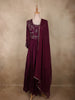 Deep Wine Floral Sequins Embroidered Design Georgette Gown with Dupatta