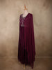 Deep Wine Floral Sequins Embroidered Design Georgette Gown with Dupatta