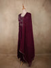 Deep Wine Floral Sequins Embroidered Design Georgette Gown with Dupatta