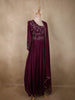 Deep Wine Floral Sequins Embroidered Design Georgette Gown with Dupatta