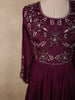 Deep Wine Floral Sequins Embroidered Design Georgette Gown with Dupatta
