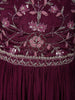 Deep Wine Floral Sequins Embroidered Design Georgette Gown with Dupatta