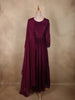 Deep Wine Floral Sequins Embroidered Design Georgette Gown with Dupatta