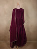 Deep Wine Floral Sequins Embroidered Design Georgette Gown with Dupatta