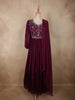 Deep Wine Floral Sequins Embroidered Design Georgette Gown with Dupatta