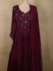 Deep Wine Floral Sequins and Beads Embroidered Design Georgette Anarkali Gown with Dupatta