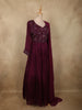 Deep Wine Floral Sequins and Beads Embroidered Design Georgette Anarkali Gown with Dupatta