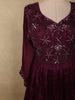 Deep Wine Floral Sequins and Beads Embroidered Design Georgette Anarkali Gown with Dupatta