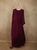 Deep Wine Floral Sequins and Beads Embroidered Design Georgette Anarkali Gown with Dupatta