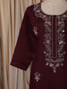 Deep Wine Floral Sequins and Beads Embroidered Design Georgette Palazzo Suit with Dupatta