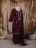 Deep Wine Floral Sequins and Beads Embroidered Design Georgette Palazzo Suit with Dupatta