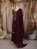 Deep Wine Floral Sequins and Beads Embroidered Design Georgette Palazzo Suit with Dupatta