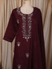 Deep Wine Floral Sequins and Beads Embroidered Design Georgette Palazzo Suit with Dupatta