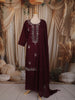 Deep Wine Floral Sequins and Beads Embroidered Design Georgette Palazzo Suit with Dupatta