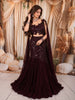 Deep Wine Floral Sequins and Beads Embroidered Design Net Mermaid Bridal Lehenga with Designer Blouse and Matching Dupatta