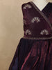 Deep Wine Floral Sequins and Beads Embroidered Design Satin Kids Gown with Attached Dupatta