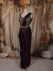Deep Wine Floral Sequins and Beads Embroidered Design Textured Ready To Wear Saree with Designer Blouse