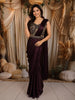 Deep Wine Floral Sequins and Beads Embroidered Design Textured Ready To Wear Saree with Designer Blouse