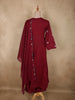 Deep Wine Floral Thread Embroidered Design Cotton Salwar Suit with Dupatta