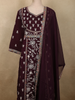 Deep Wine Floral Thread Embroidered Design Cotton Salwar Suit with Dupatta