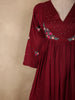 Deep Wine Floral Thread Embroidered Design Cotton Salwar Suit with Dupatta