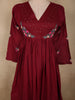 Deep Wine Floral Thread Embroidered Design Cotton Salwar Suit with Dupatta