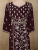 Deep Wine Floral Thread Embroidered Design Cotton Salwar Suit with Dupatta