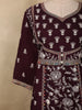 Deep Wine Floral Thread Embroidered Design Cotton Salwar Suit with Dupatta