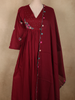 Deep Wine Floral Thread Embroidered Design Cotton Salwar Suit with Dupatta
