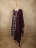 Deep Wine Floral Thread Embroidered Design Cotton Salwar Suit with Dupatta