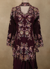 Deep Wine Floral Thread Embroidered Design Crepe Peplum Palazzo Suit with Dupatta