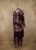 Deep Wine Floral Thread Embroidered Design Crepe Peplum Palazzo Suit with Dupatta