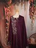 Deep Wine Floral Thread Embroidered Design Georgette Unstitched Salwar Material