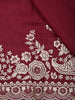 Deep Wine Floral Thread Embroidered Design Pure Tussar Saree with Designer Border