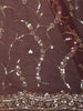 Deep Wine Floral Vine Sequins Embroidered Design Net Party Wear Saree with Designer Border