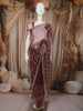 Deep Wine Floral Vine Sequins Embroidered Design Net Party Wear Saree with Designer Border